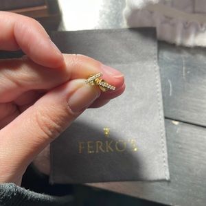 14k Yellow Gold and Diamond Bar Stud Earrings